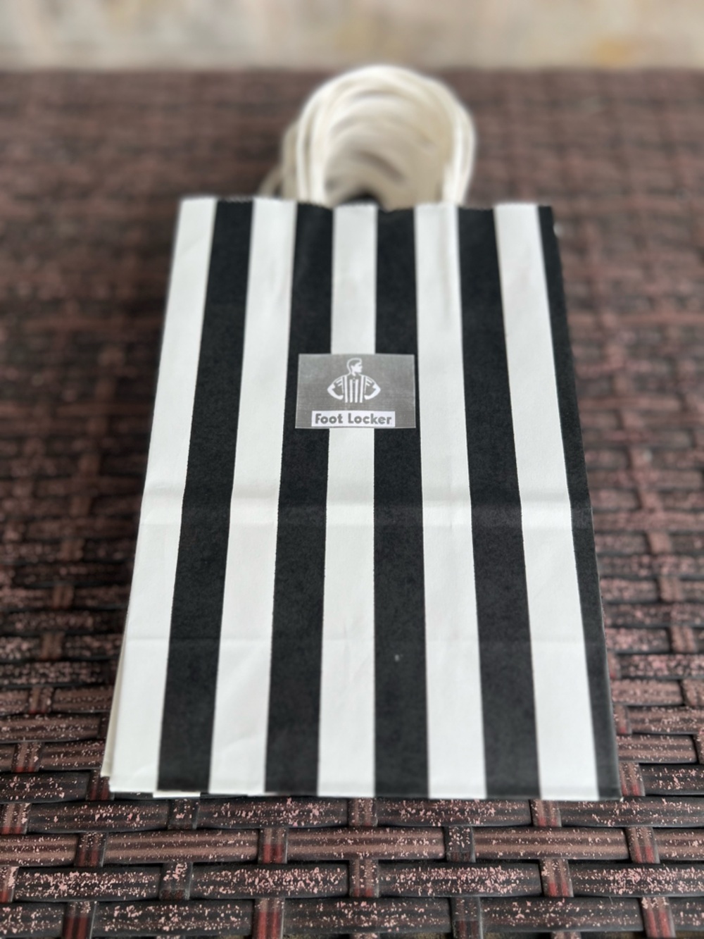 Foot Locker Black & White Striped Bag